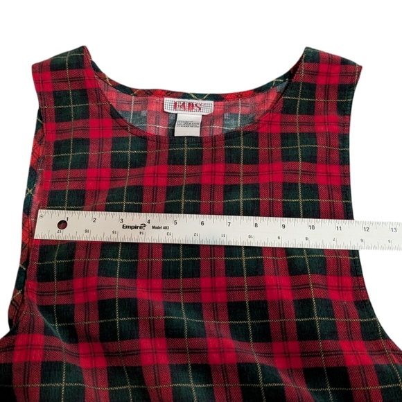 VTG Fads Long Jumper Dress Red Tartan Plaid Bedford Fair Dark Academia Sz 12p - Picture 8 of 9